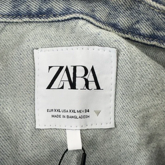 ZARA Women's Denim Jacket XXL‎ Blue Studded Rhinestone Embellished NWT - Picture 5 of 12